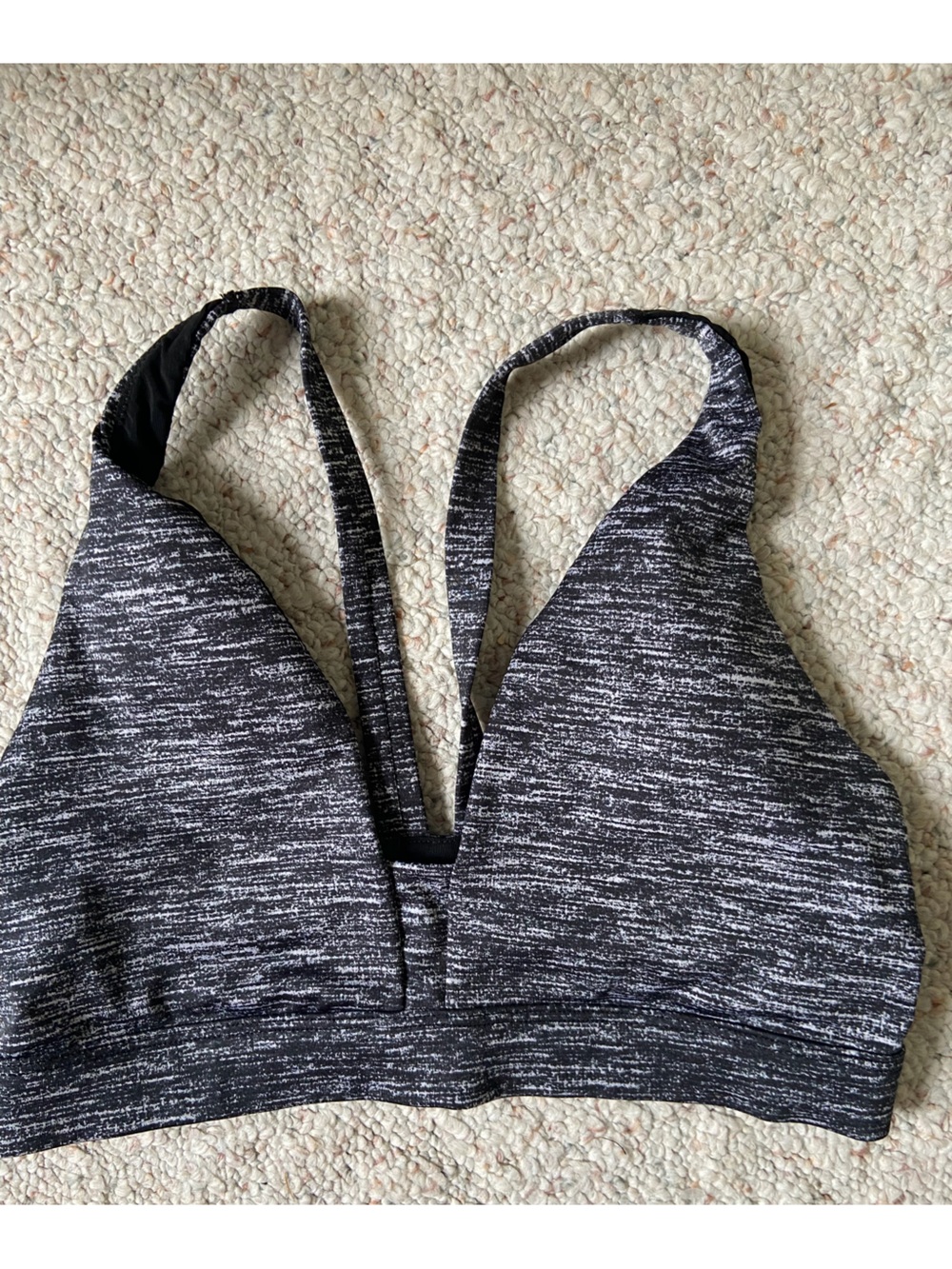 Victoria's Secret Black & White Space-Dye Plunge Sports Bra